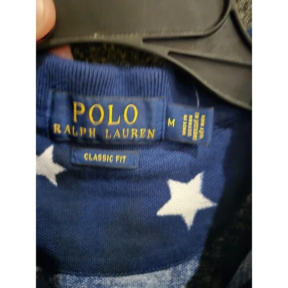 Polo Ralph Lauren USA Flag Polo Mens Medium Classic Fit Colorblock Americana Nwt